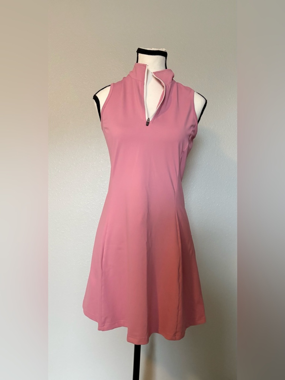Sleeveless Mock Neck Pink Golf Dress